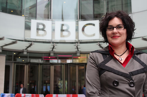 ALANA valentine in front of BBC building